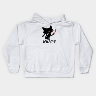 Cat What? Murderous Black Cat With Knife - cat lovers Kids Hoodie